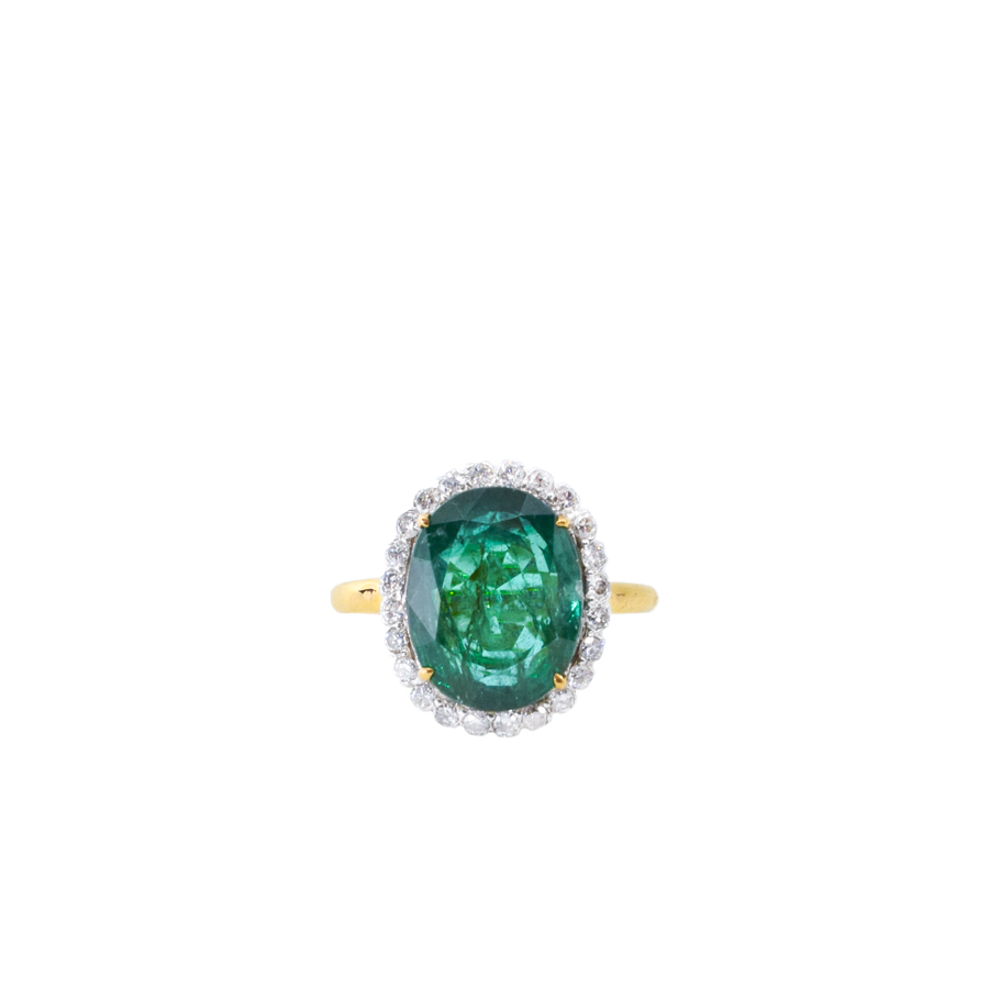 unsigned-18k-yellow-gold-emerald-diamond-halo-necklace-1