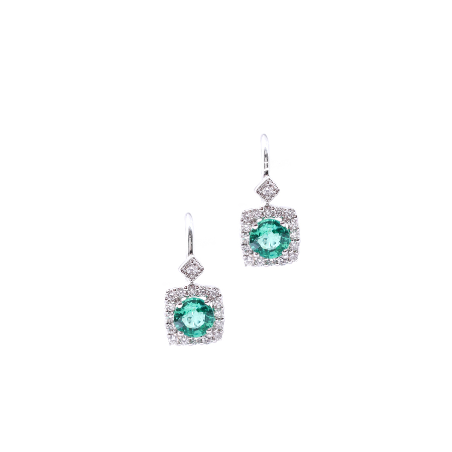unsigned-18k-white-gold-emerald-diamond-halo-drop-earrings-2