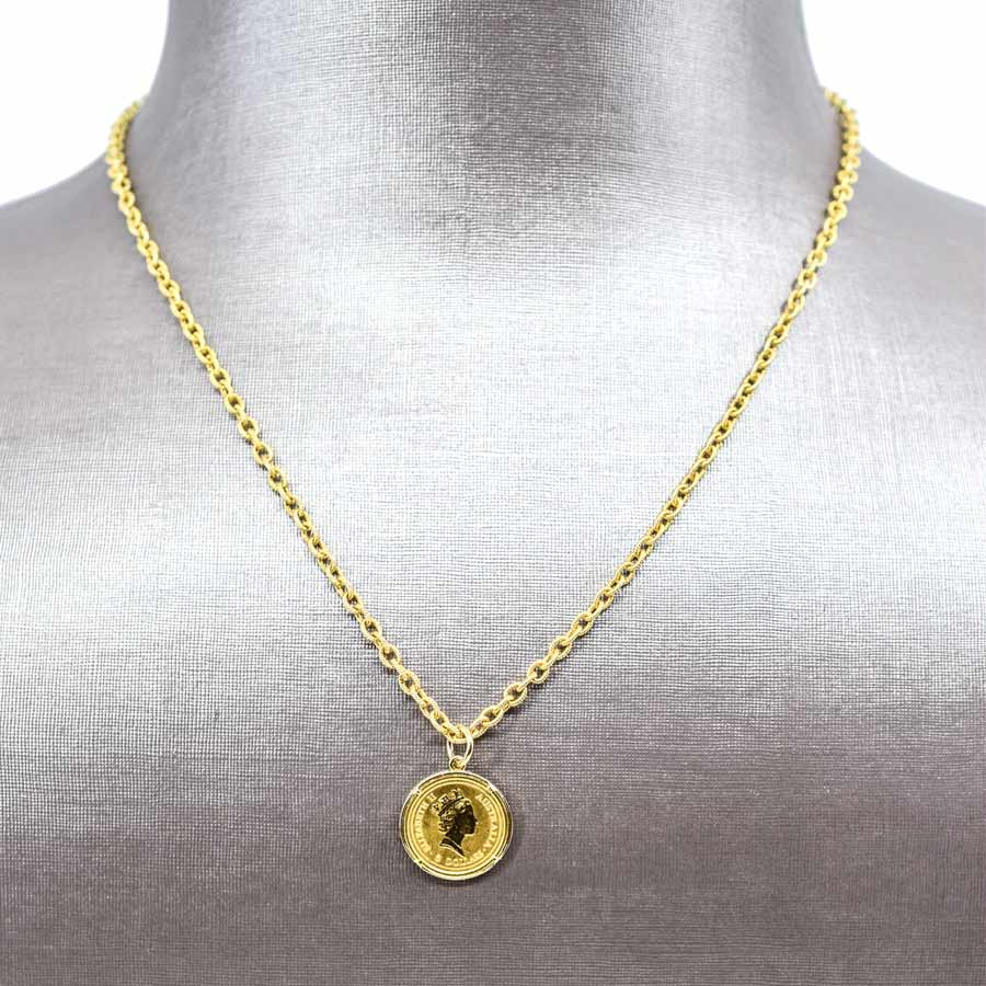 unsigned-18k-yellow-gold-textured-thick-chain-australia-coin-necklace