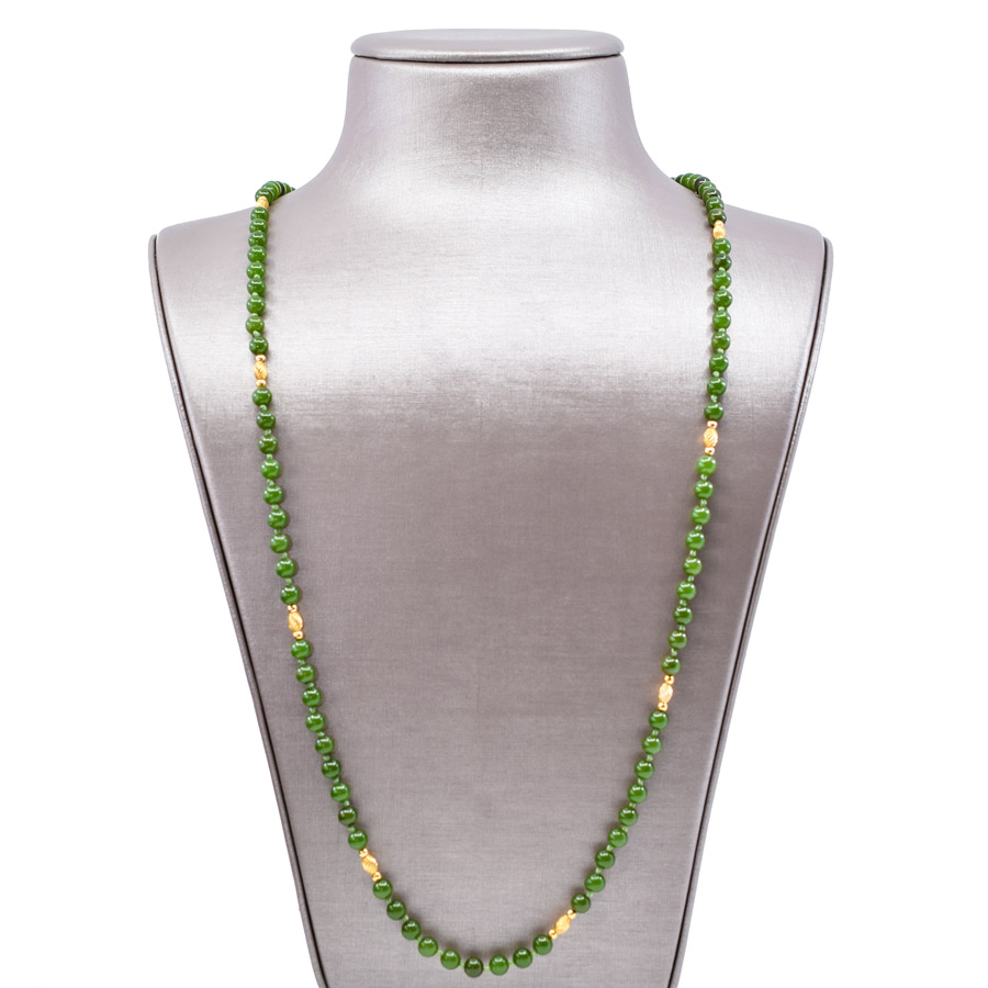 unsigned-green-stone-beaded-longer-necklace-1