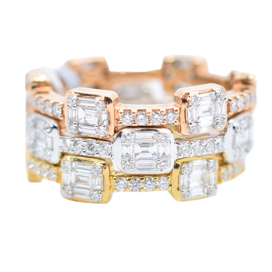 unsigned-18k-tri-gold-pink-yellow-white-stack-diamond-ring-set-1