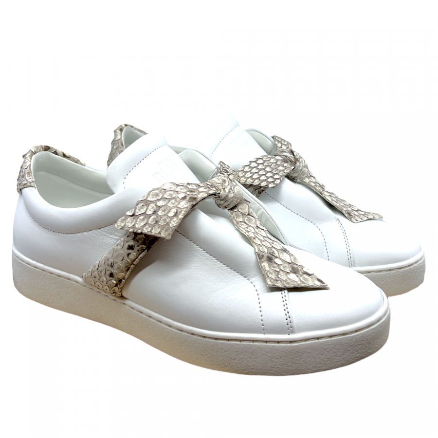 alexandrebirman-white-leather-python-bow-sneakers