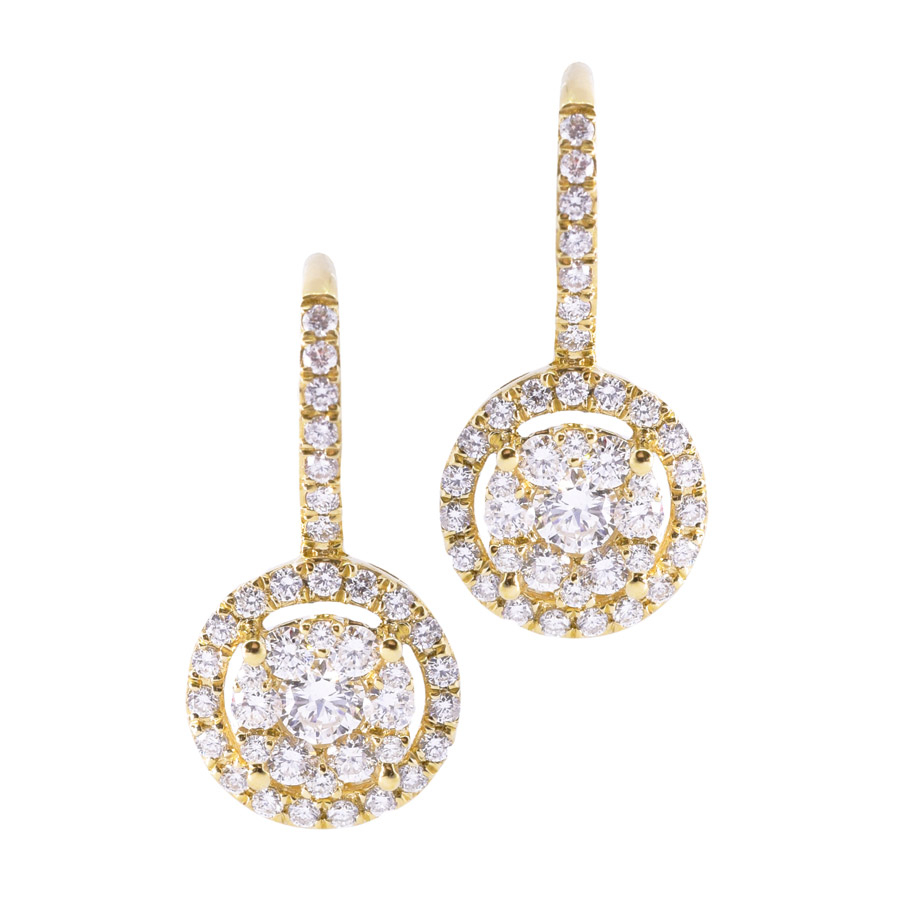 unsigned-18k-yellow-gold-double-halo-round-diamond-short-drop-earrings-1