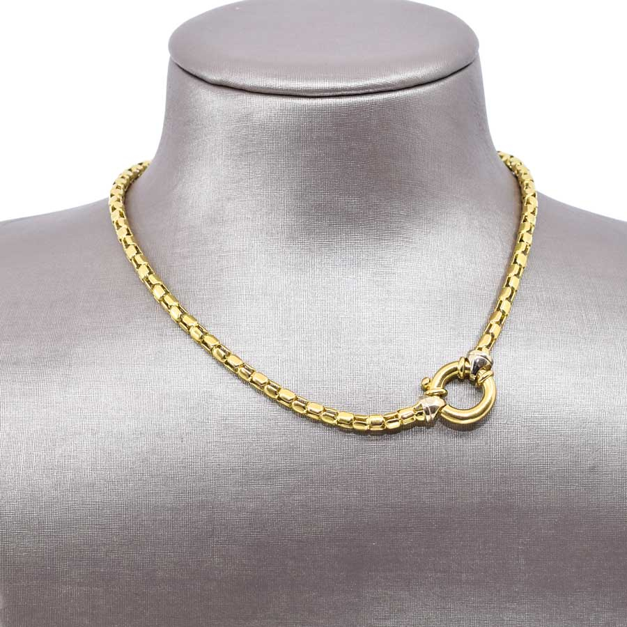 unsigned-18k-yellow-white-gold-link-choker-necklaces-2