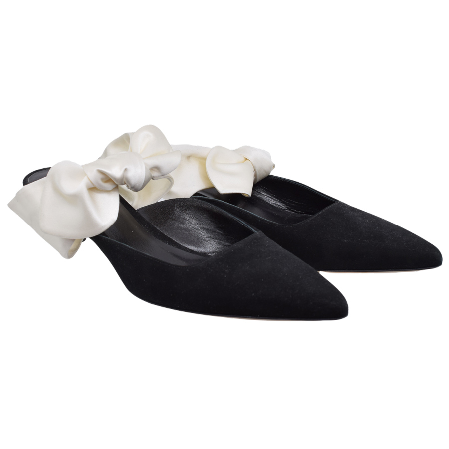 therow-black-suede-white-bow-mules