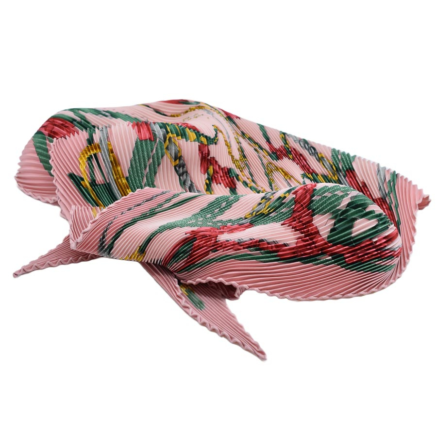 hermes-pink-green-red-pleated-silk-scarf