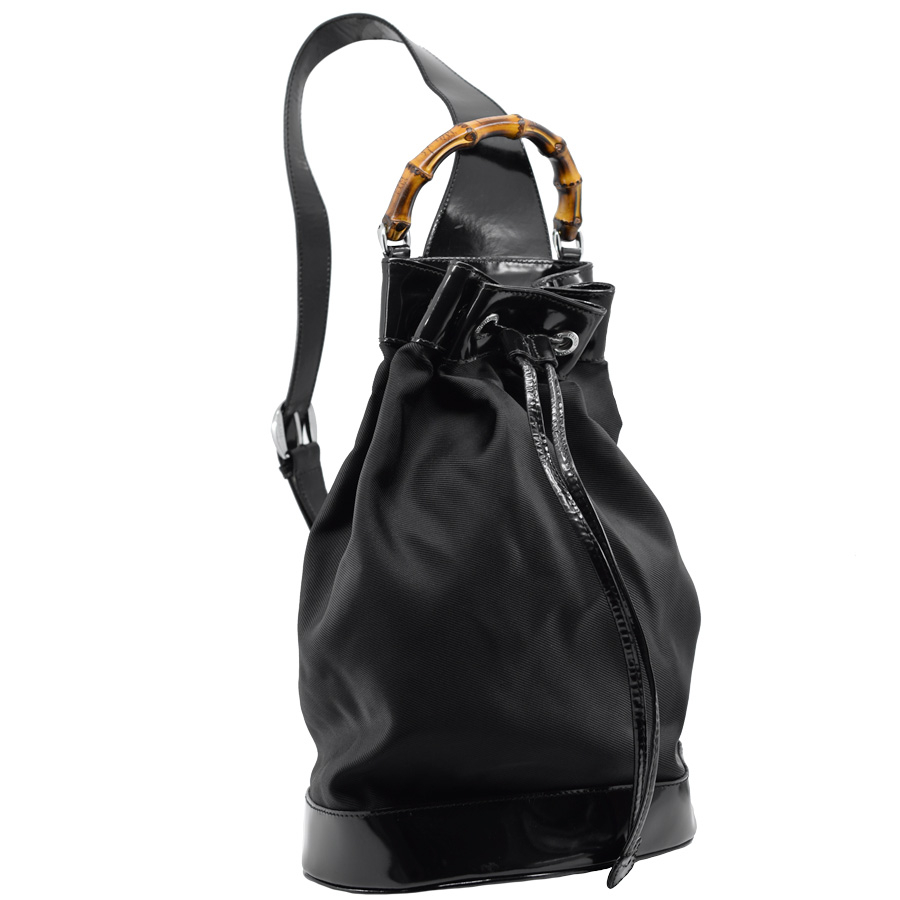 guci-shoulder-black-nylon-patent-sling-backpack