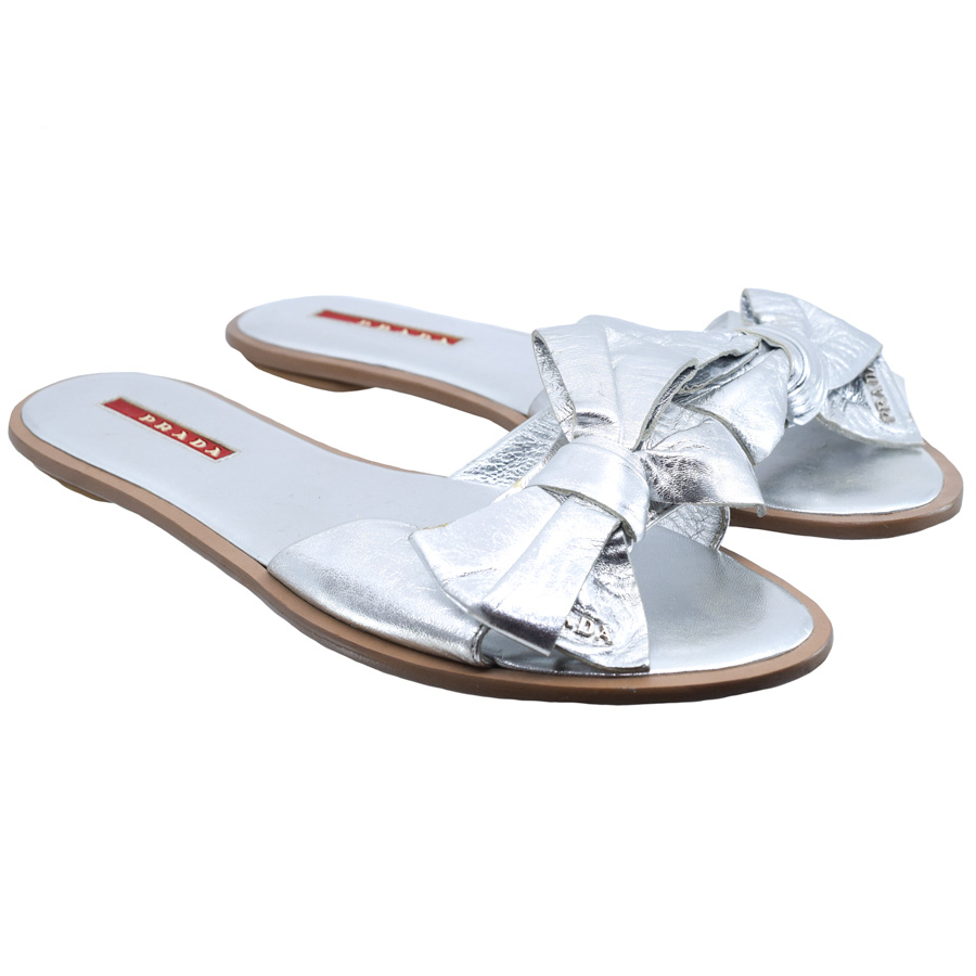 prada-silver-bow-slide-sandals