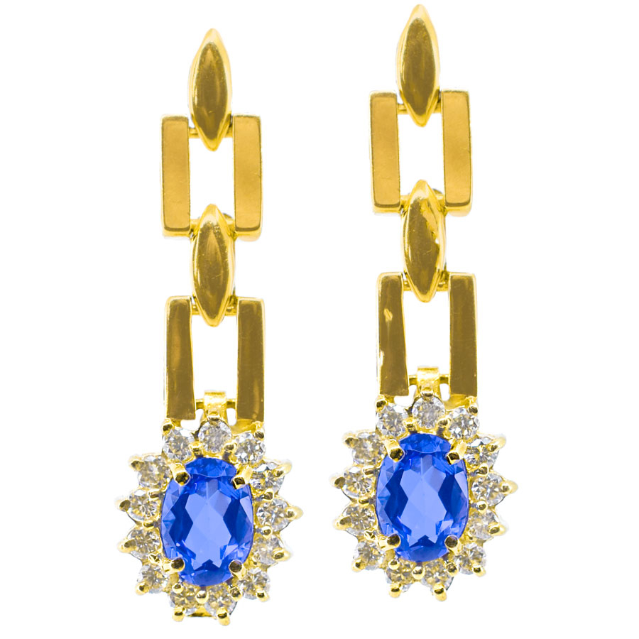 unsigned-14k-yellow-gold-link-tanzenite-diamond-burst-halo-earrings-1