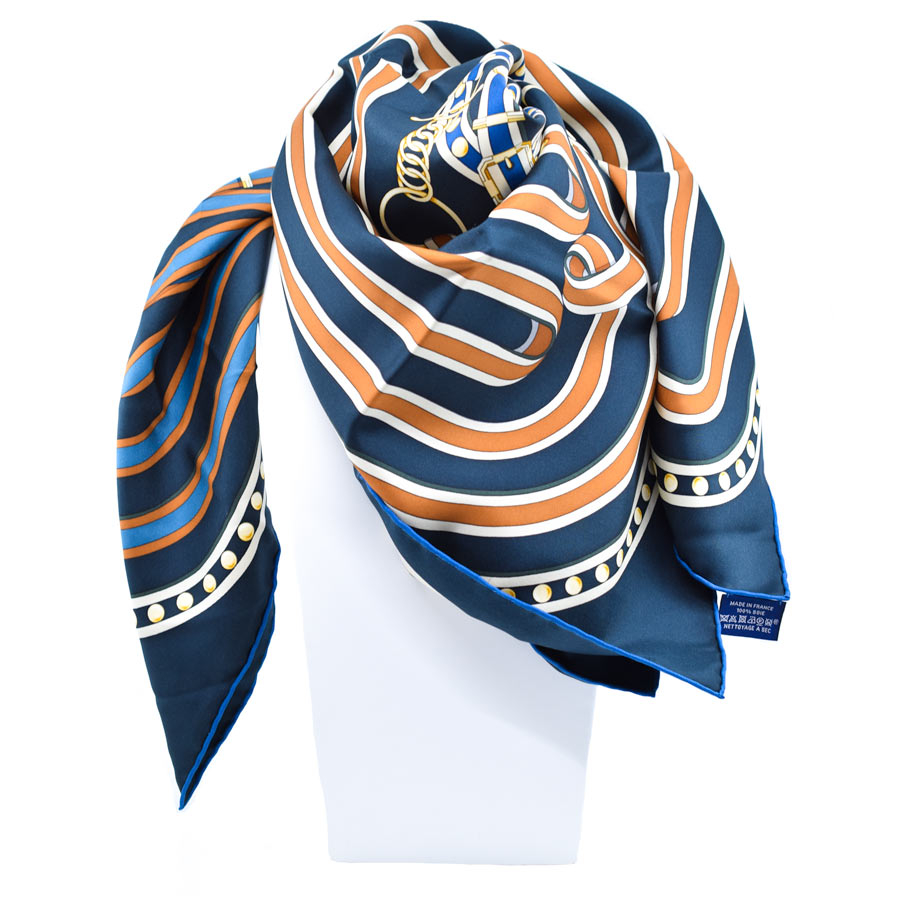 hermes-navy-orange-silk-scarf-1