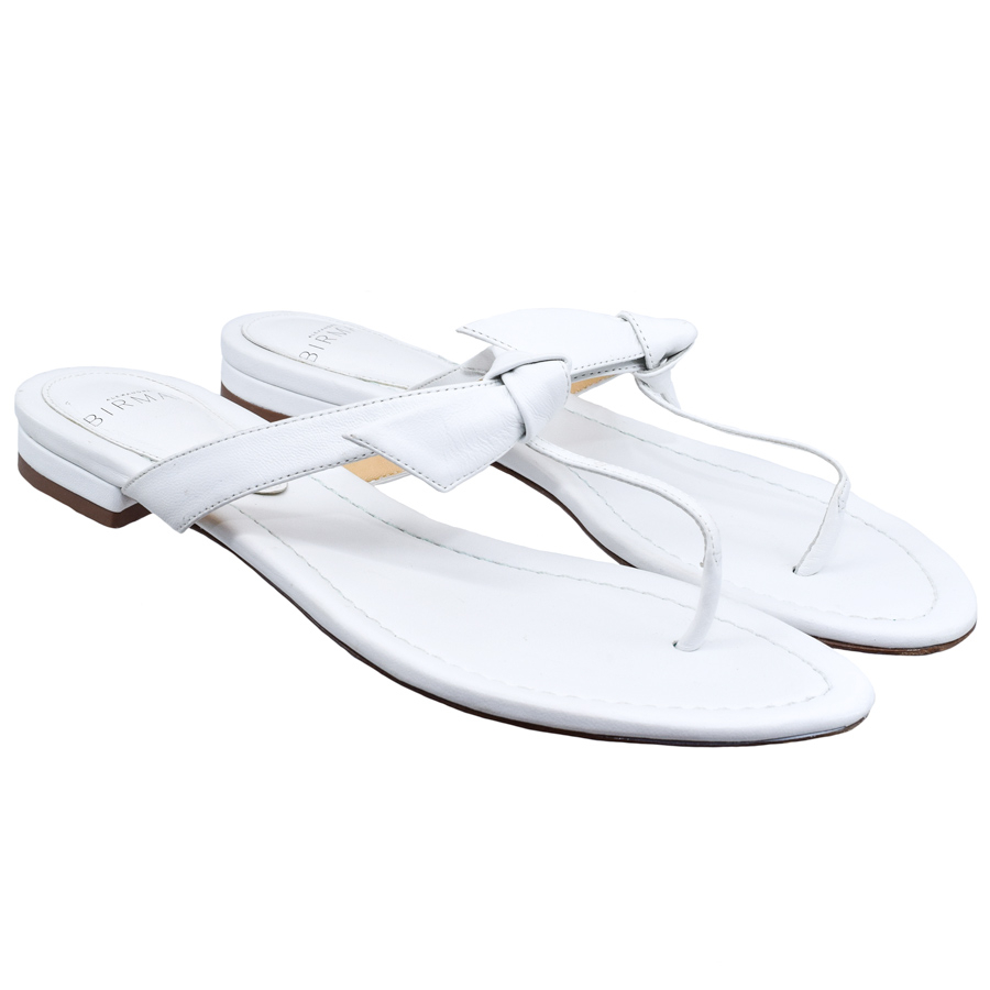 alexandrebirman-white-bow-leather-thong-flip-sandals