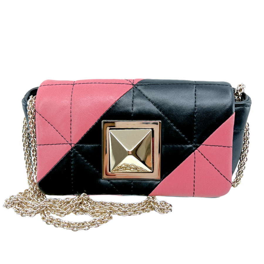 soniarykiel-black-pink-leather-shoulder-bag