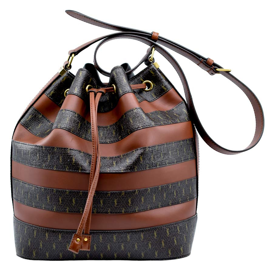 ysl-black-monogram-brown-leather-stripped-bucket-bag-1