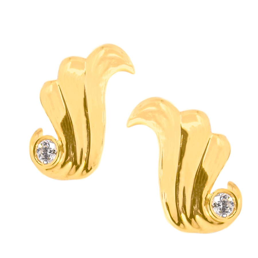 unsigned-18k-yellow-gold-diamond-gold-swish-earrings-1