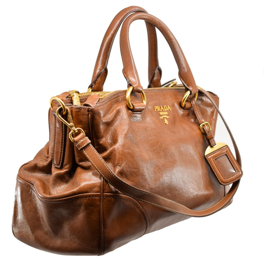 prada-brown-leather-double-zip-bag-1