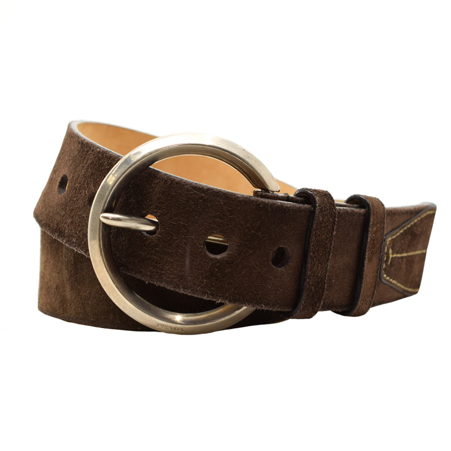 prada-brown-leather-silver-buckle-belt