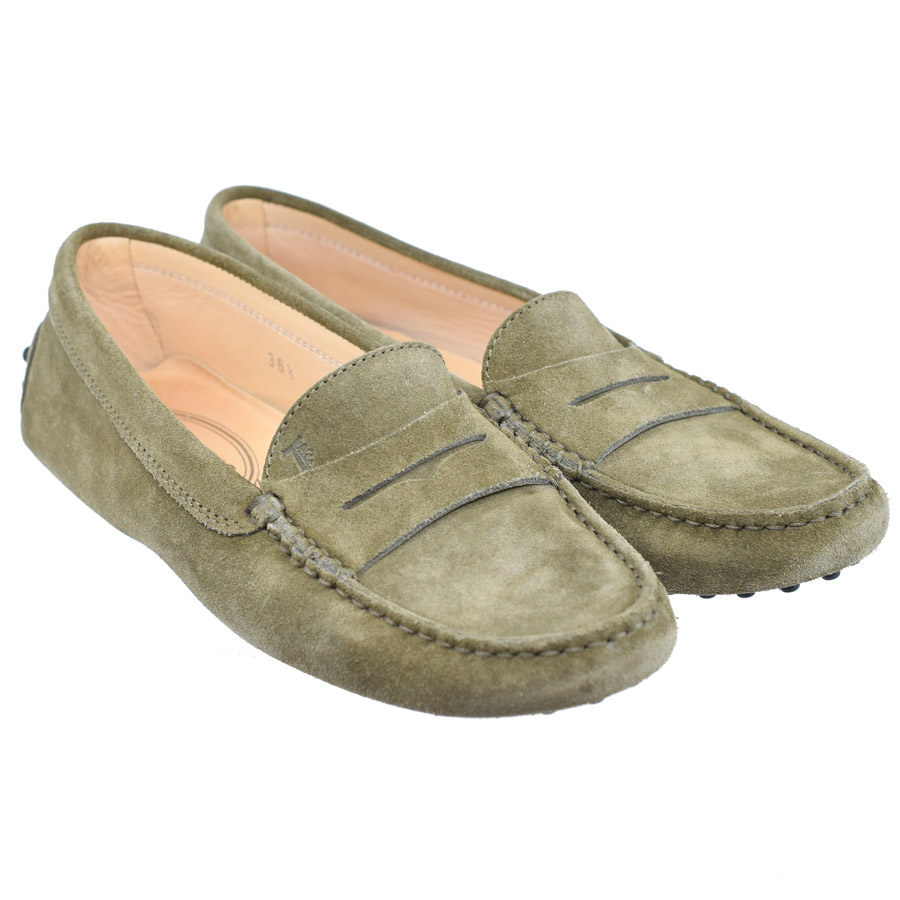 tods-olive-suede-loafers