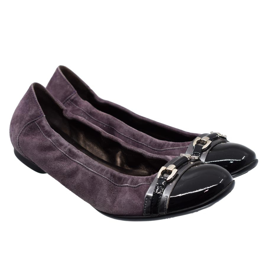 agl-purple-leather-toe-buckle-flats