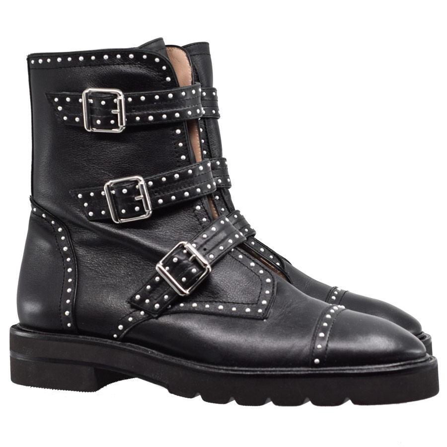stuartweitzman-studded-leather-moto-boots