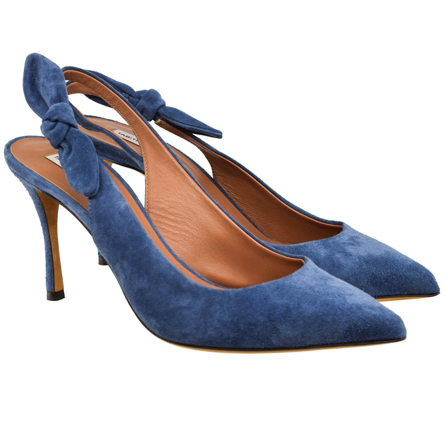 tabithasimmons-blue-suede-slingback-bow-heels