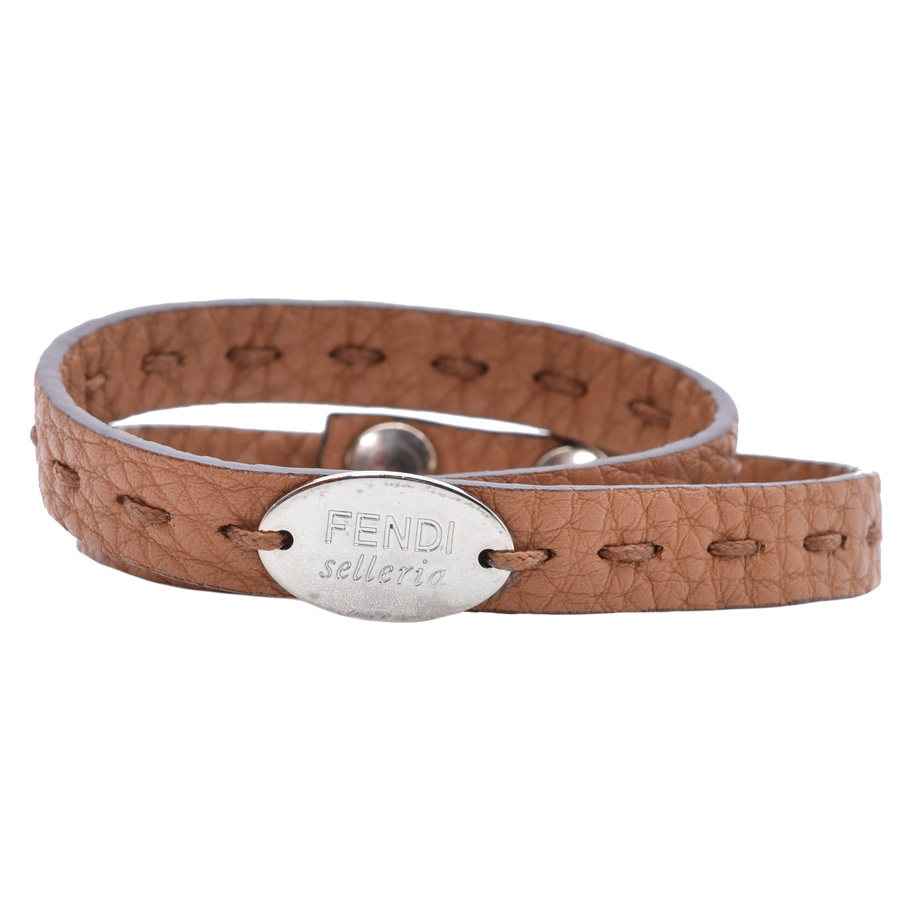 fendi-selleria-leather-brown-wrap-bracelet