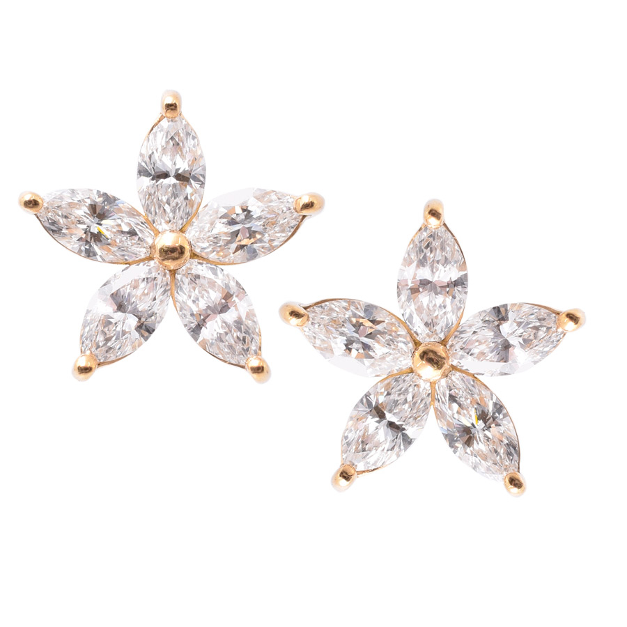 unsigned-18k-yellow-gold-marquise-star-diamond-earrings-1