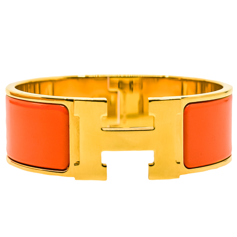 hermes-orange-gold-clic-clac-bracelet-1