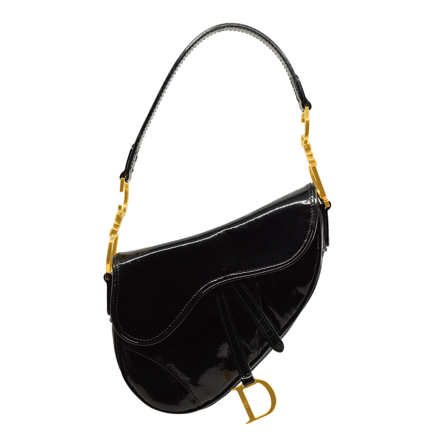 dior-black-patent-leather-mini-saddle-bag-1