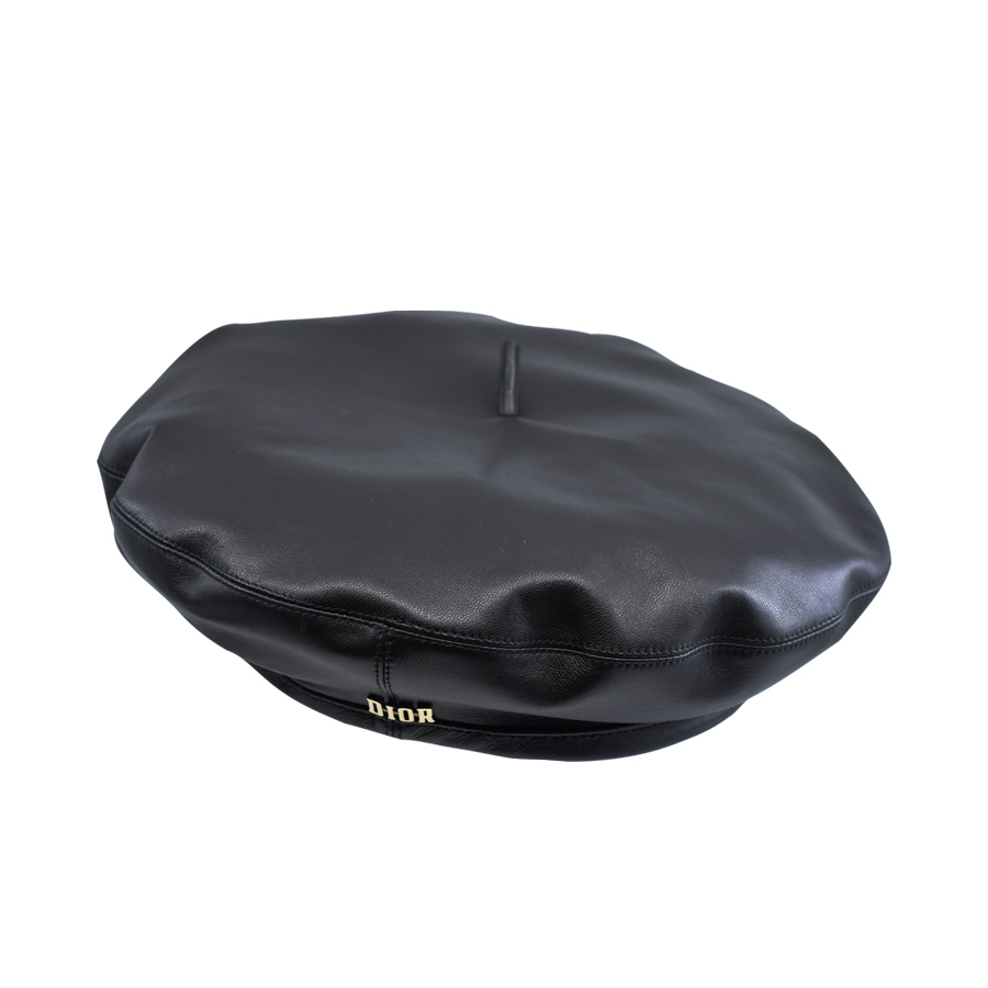 dior-black-leather-beret-1