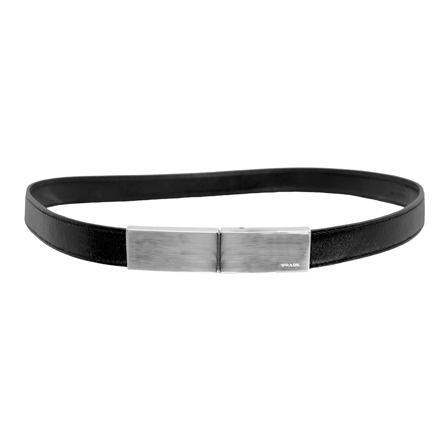prada-black-leather-silver-buckle-belt-1