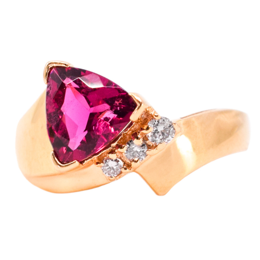 unsigned-18k-pink-gold-three-diamond-rubelite-ring-1