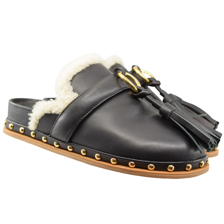 ullajohnson-black-leather-fuzzy-tassel-slipon-shoes
