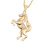 unsigned-14k-yellow-gold-diamond-horse-pendant-necklace-2