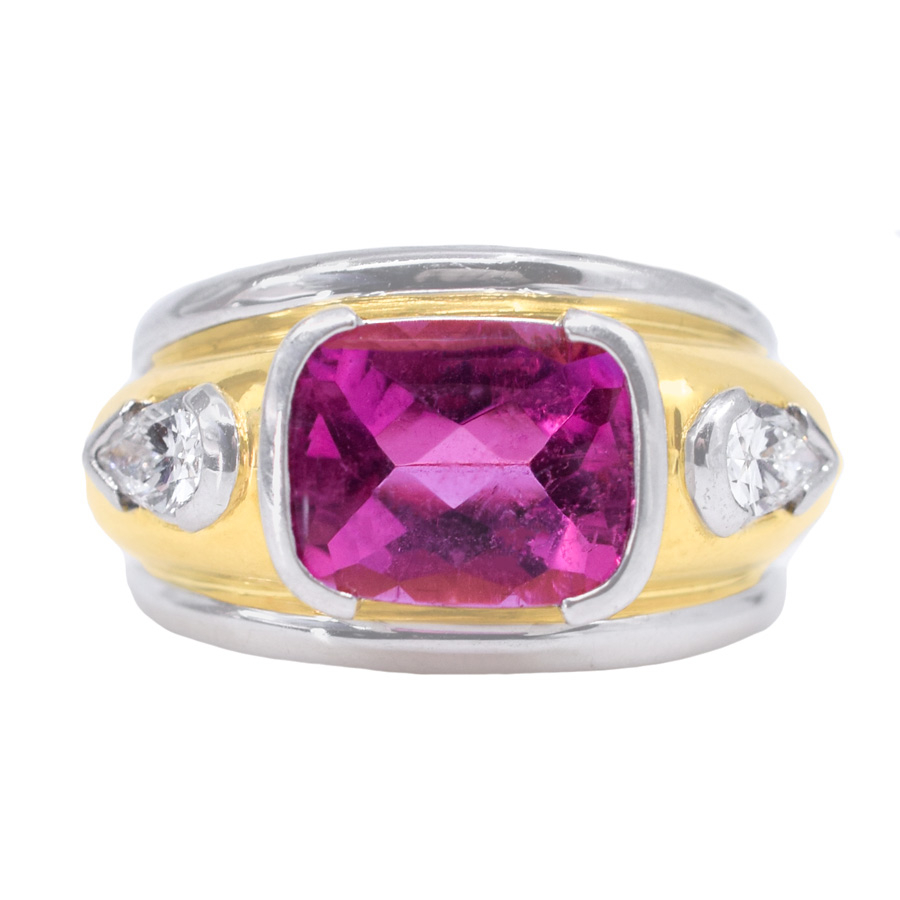 unsigned-18k-white-yellow-gold-diamond-pink-stone-ring-1