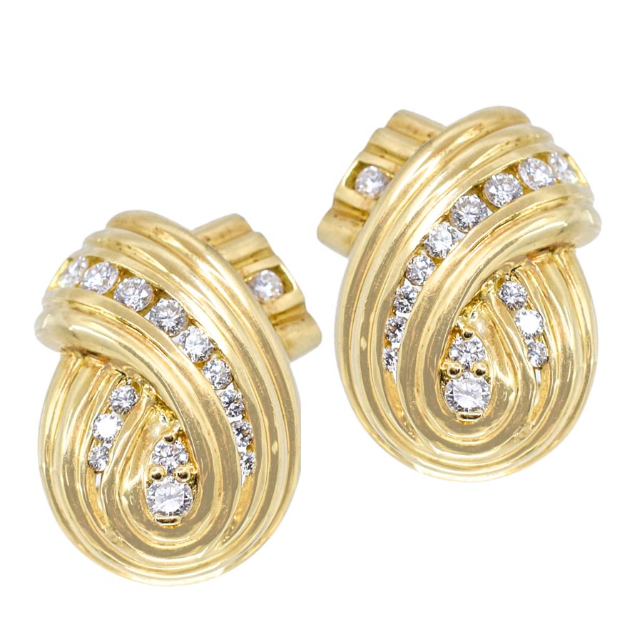 unsigned-18k-yellow-gold-cross-loop-diamond-earrings-1