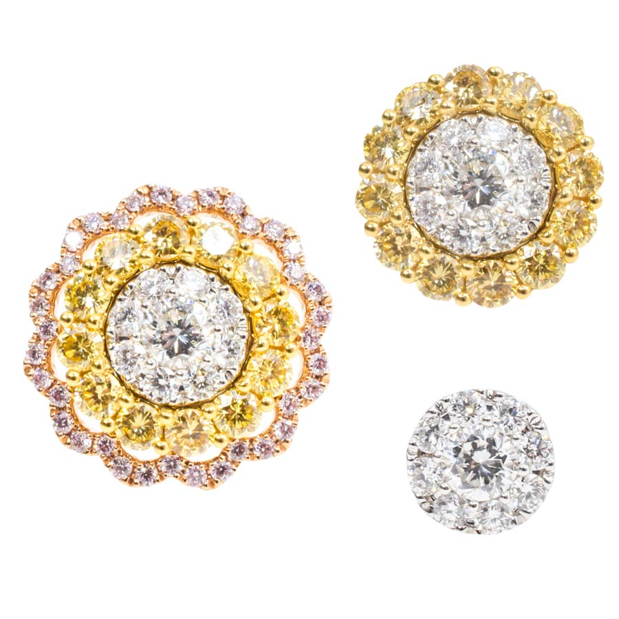 unsigned-triple-layer-white-yellow-pink-gold-diamond-stud-earrings-1