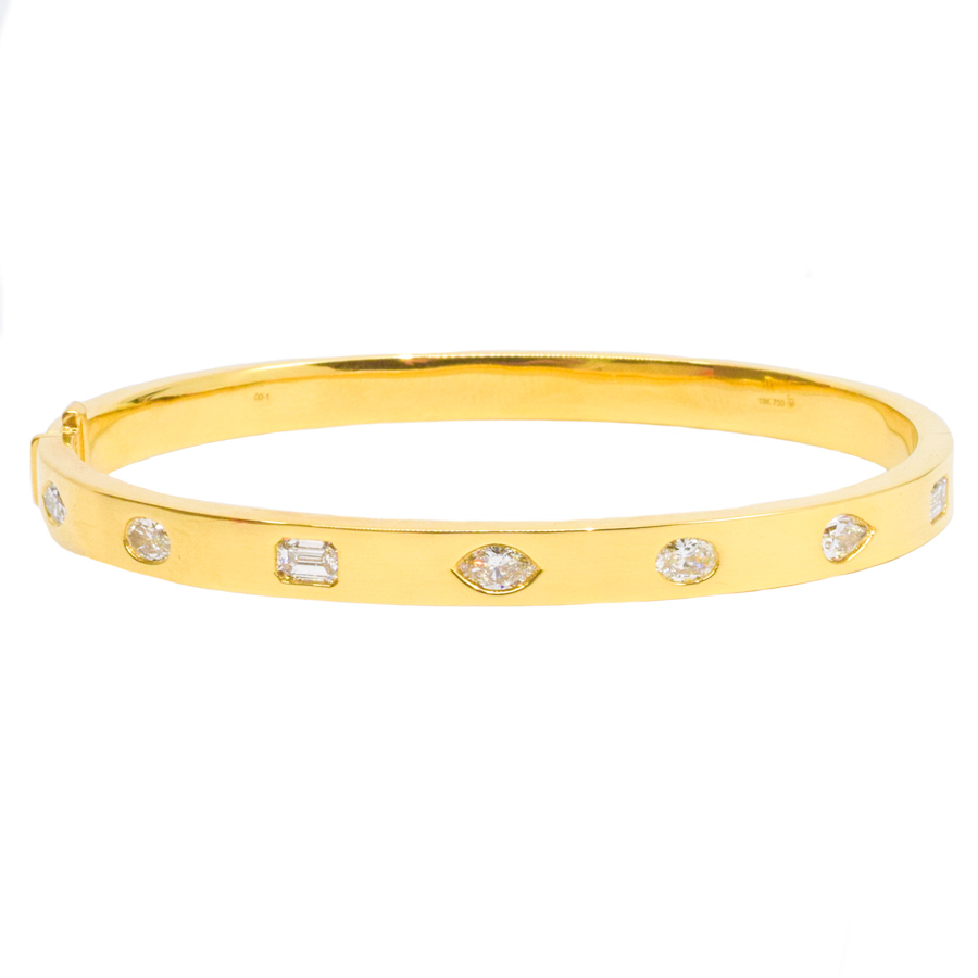 unsigned-18k-yellow-gold-diamond-multishape-stone-hinge-bracelet-1
