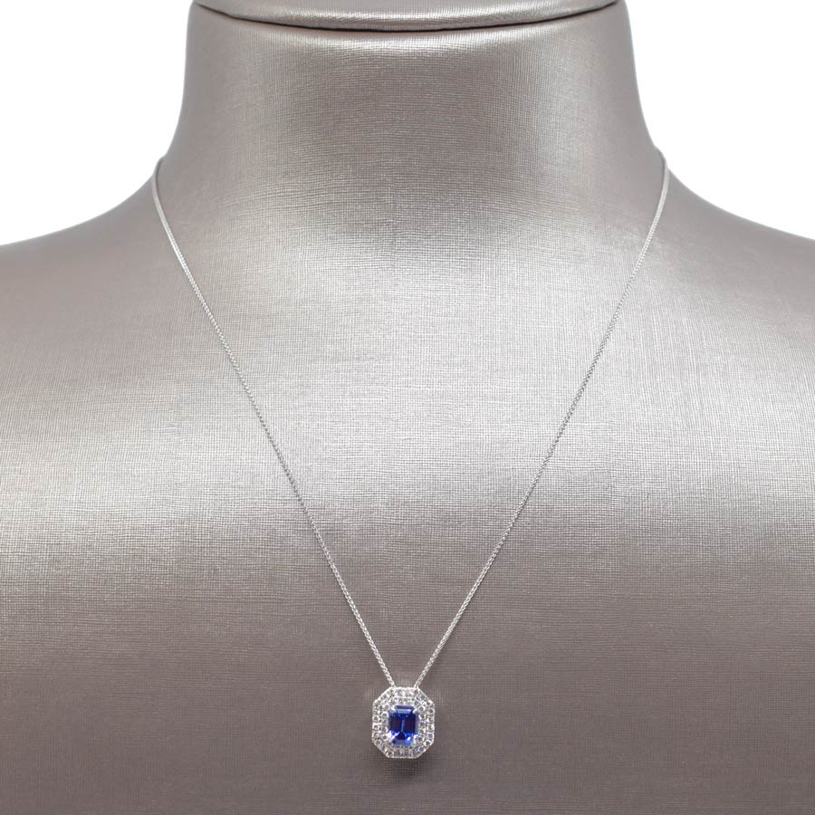 unsigned-18k-white-gold-double-diamond-halo-sapphire-pendant-necklace-1