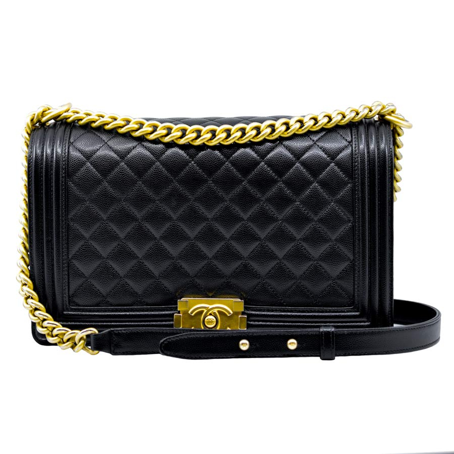chanel-pebbled-leather-quilted-black-gold-boy-bag-1