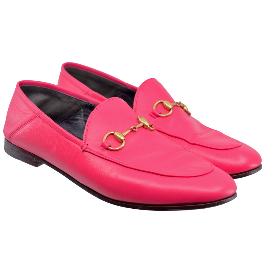 gucci-pink-horsebit-loafers