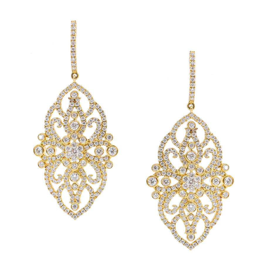 unsigned-18k-yellow-gold-diamond-filigree-drop-earrings-1