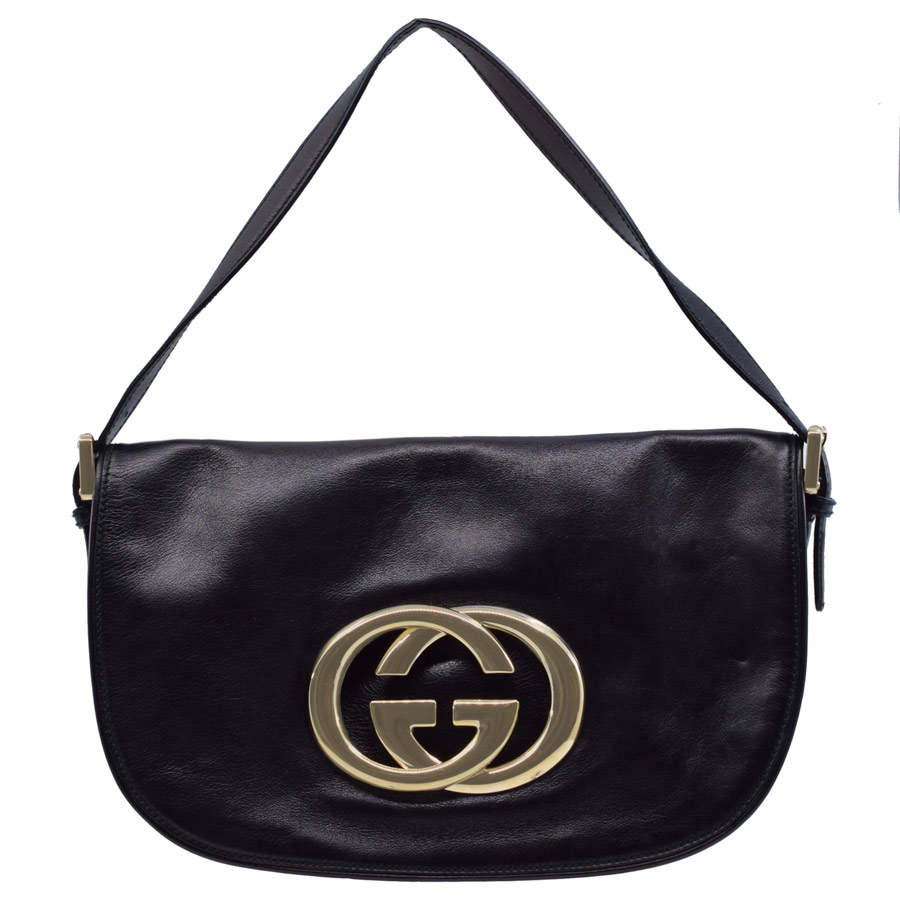 gucci-black-leather-smooth-shoulder-bag-1
