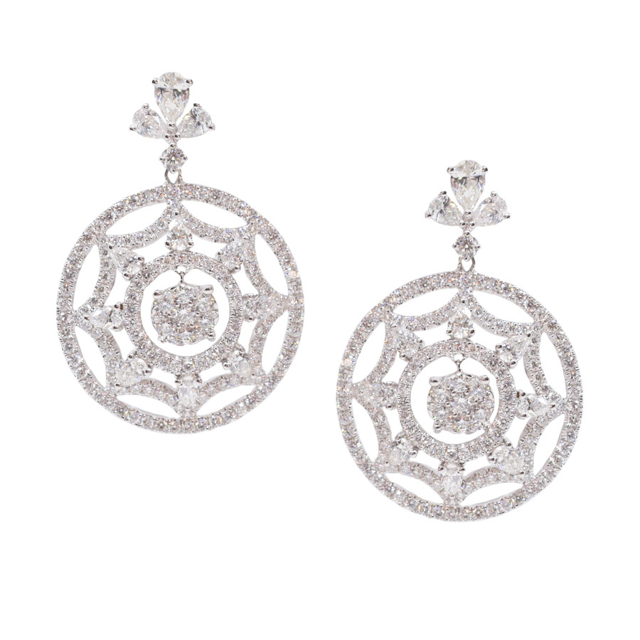 unsigned-18k-white-gold-diamond-web-dangle-earrings-1