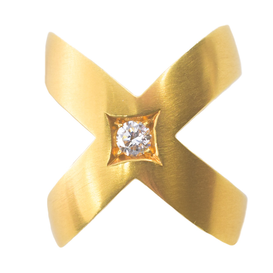 unsigned-18k-yellow-gold-brushed-x-diamond-ring-1