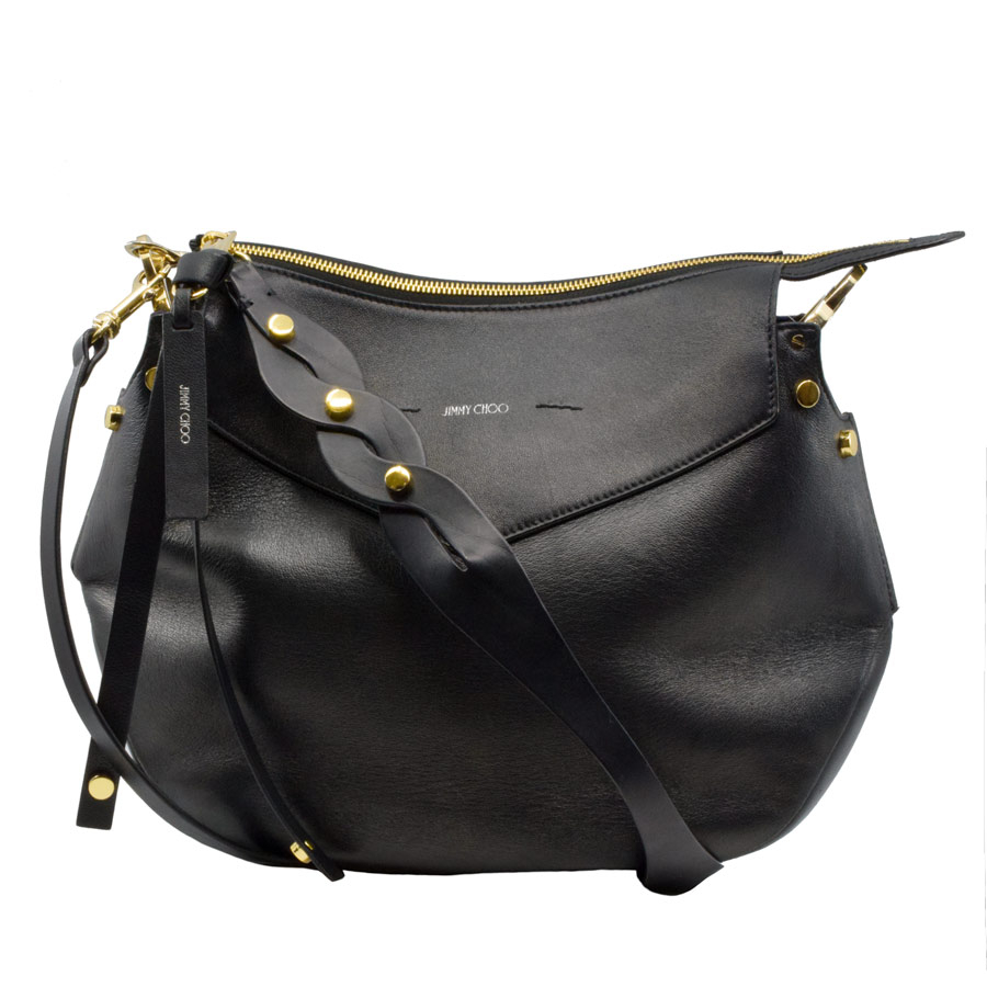 jimmychoo-black-leather-zipper-hobo-shoulder-bag-1