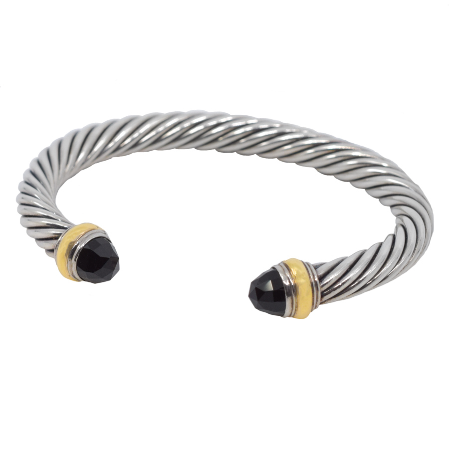 davidyurman-sterling-silver-cable-black-stone-ends-cuff