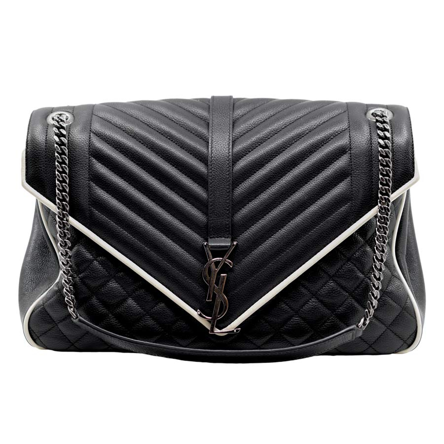 ysl-black-quilted-chevron-leather-white-border-bag-1
