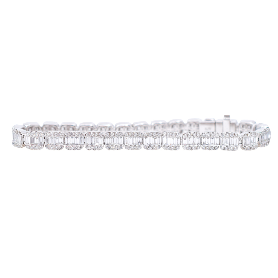 unsigned-18k-white-gold-diamond-baguette-round-tennis-bracelet-1