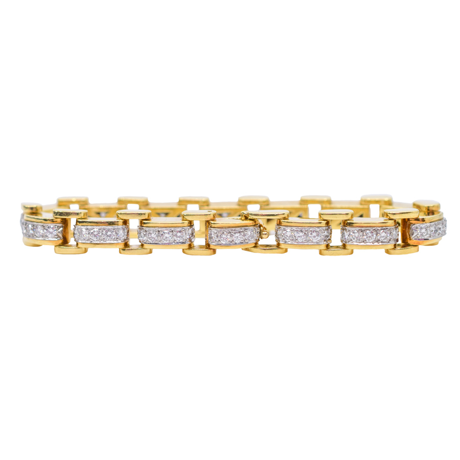 unsigned-18k-yellow-gold-diamond-bar-link-bracelet-1