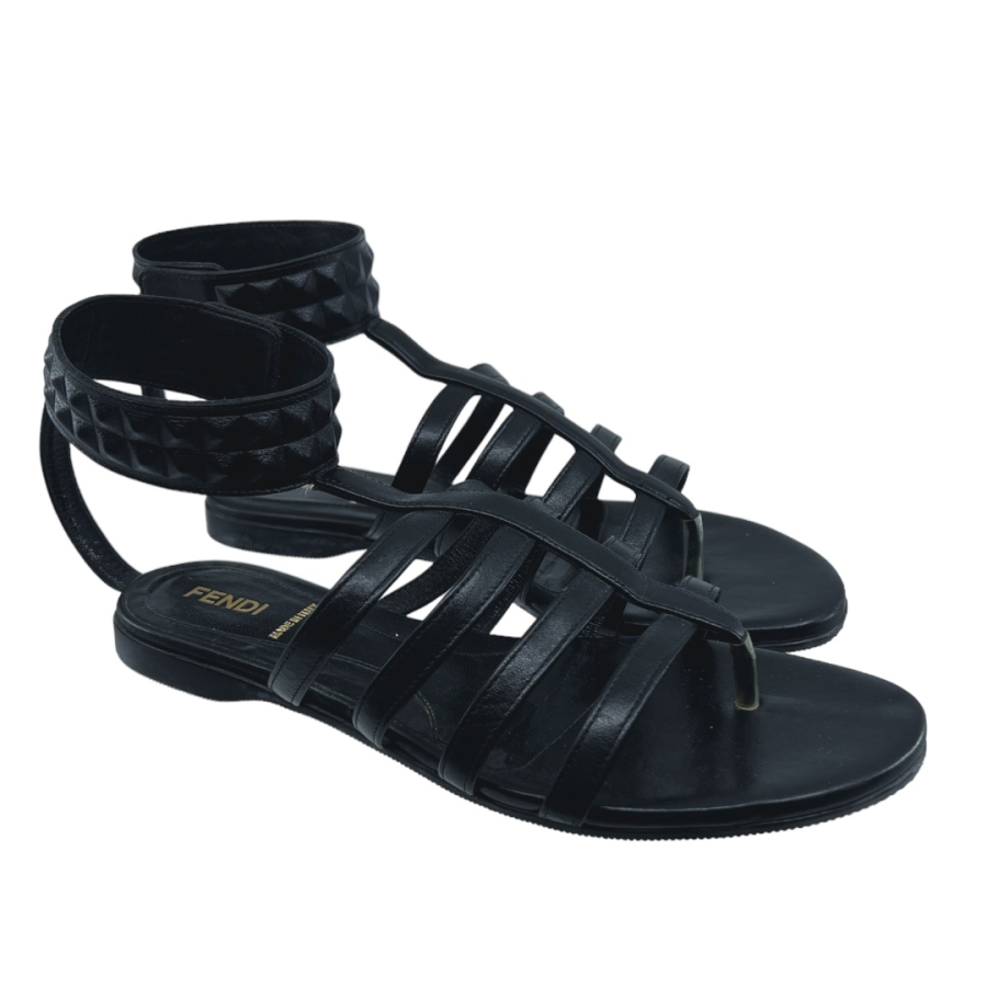 fendi-leather-studded-ankle-gladiator-flat-sandals